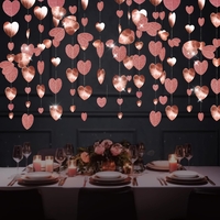 Banner cu Inimioare, Flippy, Tip Franjuri, 4 m, Rola de Ata Inclusa, Roz cu Sclipici