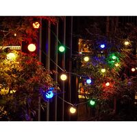 Instalatie Craciun, 5 metri, 15 Becuri LED rotunde, pentru exterior cu incarcare la sursa de curent si telecomanda cu 8 functii, Flippy