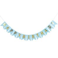 Banner Happy Birthday 100x200 cm, Flippy, Dimensiune Stegulet 11.5x16.5 cm, Rola de Ata Inclusa, Albastru