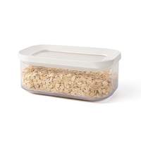 Set 5 Cutii de Depozitare Alimente, Flippy, Capac Alb, din ABS+Silicon, 23 x 15 x 27 cm, Transparent