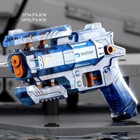 Pistol Manual cu Apa, Flippy, Jucarie Pistol cu Apa Sigur Pentru Copii, Design Nou S-Shooter Atractiv, 23 x 14.5 cm, Albastru Transparent
