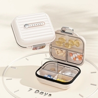 Cutie Medicamente, Flippy, Bej, 7 Compartimente, Portabila si Compacta, 7.8x7.2x3.5 cm, Ideala pentru Uzul Cotidian