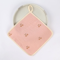 Prosop Absorbant, Flippy, din Bumbac, 25 x 25 cm, Model Cirese, cu Agatatoare, Roz