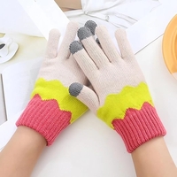 Manusi de Dama, Flippy, Model Ondulat, Functie Touchscreen (ecran tactil), Material Acril Tricotat, Manseta Elastica, Interior Catifelat, Marime Universala, Galben/Roz