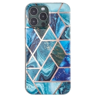 Husa protectie pentru Samsung A51 Soft IMD TPU Marble Geometric Albastru