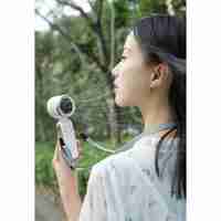 Mini Ventilator Portabil, Flippy, 5 Trepte de Viteza, Afisaj Digital, Incarcare USB, 5V, 2A, 5.95 x 5.2 x 17.2 cm, Alb