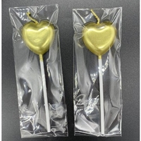 Lumanare de Tort, Flippy, Model Inima, Party, 8.5 x 3 cm, Auriu