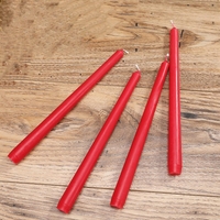 Set 4 Lumanari, Flippy, pentru Suport de Masa, Fara Miros si Fum, din Parafina, 2.2 x 25 cm, Rosu