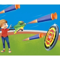 Jucaruie cu Lansator pentru Copii, Flippy, Lanseaza Manual, Tinta, 2 Avioane, 40 de Gloante din Material Moale, Joc Interactiv, 28.5x25x6.3 cm, Gri Verde