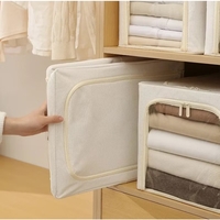 Cutie de Depozitare, Flippy, 56L, din In si Bumbac, Pliabila, Cadru din Otel, 53 x 35 x 30 cm, Kaki