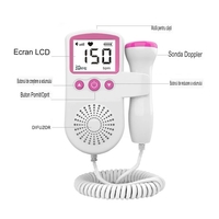 Monitor Fetal Doppler, Flippy, Monitorizare Sarcina, Ritm Cardiac, Ecran LCD 4.5 cm, 2 x Baterii AA (neincluse), Portabil, din ABS, 12.8 x 9.6 x 3 cm, Utilizare de la 9 Saptamani, Roz