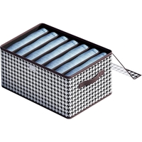 Cutie De Depozitare, Flippy, Pentru Haine, Lenjerie, Sosete Si Sutiene, Material Textil, 7 Compartimente, 44x30x20 cm, Culoare Alb-Negru