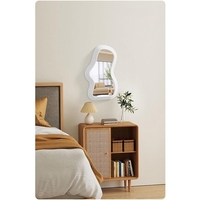 Oglinda de Perete, Flippy, Decorativa, pentru Baie, Dormitor, Sufragerie, Model Minimalist, Forma Asimetrica, 40.3x26 cm, Alb