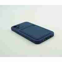 Husa protectie Flippy cu suport card compatibila cu Apple iPhone 13 Albastru Inchis