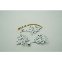 Ornament de brad trei pomi de craciun, Flippy, alb, metal, 30 cm