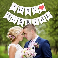 Banner Decorativ, Flippy, Model Just Married, Tematica Nunta, Alb-Negru