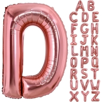 Balon Folie Metalizata Litera D, Flippy, 100 cm, Umflati cu Heliu sau Aer, Ambalaj Individual, Pai inclus, Rose Gold