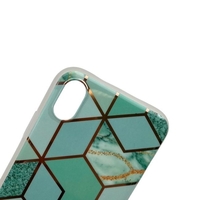 Husa protectie pentru Apple iPhone X/XS Soft IMD TPU Marble Geometric Verde