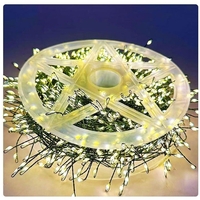 Instalatie de Craciun Liniara, Flippy®, Tip Cluster, 8 Jocuri de Lumini, cu Telecomanda, 12.5 m, 500 Led-uri, Alimentare USB, 24V, Ambalaj pe Rola, Alb Cald