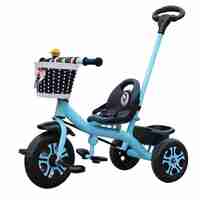 Tricicleta pentru Copii, Flippy, Tricicleta Model Mickey, Ghidon cu Cos pentru Depozitare, Maner Impingere, Varsta 1-5 Ani, 80 x 60 x 53 cm, Albastru