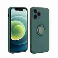 Husa protectie Flippy compatibila cu Apple iPhone 13 Mini Liquid Silicone Ring cu suport rotativ Verde