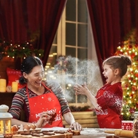 Sort de Bucatarie Decorativ, Flippy, Tema Craciun, 50 x 70 cm, Model Merry Christmas, din Poliester, Rosu