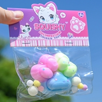 Jucarie Antistres Squishy, Flippy, cu Revenire Lenta, Labuta de Pisica Pufoasa, 7.5 cm, Ambalaj Transparent, Model 27057, Multicolor