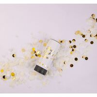 Tun de Confetti, Flippy, Best Wishes 11 x 4 cm, Model Buline din Hartie si Folie, Alb