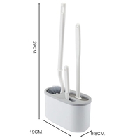 Set 3 Perii pentru Toaleta, Flippy, din Silicon, Perie Zimtata, Cap Flexibil, Suport Adeziv pentru Montarea pe Perete, 39 x 19 x 9.8 cm, Gri/Alb