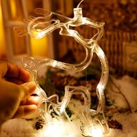 Decoratiune de Craciun Luminoasa in forma de Cerb/Caprioara, 18x13 cm, cu Ventuza, Alb Cald, Flippy