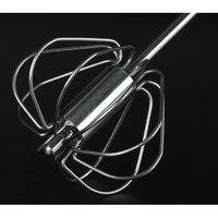 Mixer Manual, Flippy, pentru Oua Smantana Frisca Aluat, Maner Otel Inoxidabil, Usor de Utilizat si Depozitat, 33 x 7 cm Argintiu