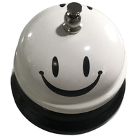 Clopotel Metalic Multifunctional, Flippy, Alb cu Imprimeu Smiley Face, 7.5x7.5x6.5 cm, Receptie, Restaurant, Cafenele