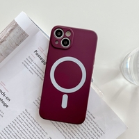 Husa MagSafe pentru Apple iPhone 13, Silicon, Protectie pentru camera, Magnetica, Incarcare Wireless,  Flippy, Visiniu