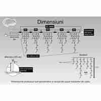 Instalatie Craciun Turturi, IP44, 21 m, 621 Led-uri ,Perdea Franjurata, Alb cald, 8 jocuri de lumini, Transformator 31 V, Putere 9 W, Interconectabila, Interior/Exterior, Prelungitor 3 m inclus, Fir Negru, Flippy