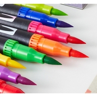 Set 72 Carioci, Flippy, pe Baza de Apa, 2 Tipuri de Varf, 1-2 mm, 0.4 mm, Corp Carioca Negru, din Plastic, Multicolor