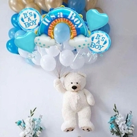 Baloane decorative tematica BABY SHOWER, Flippy, ITS A BOY, pentru gender reveal, botez, set din 5 bucati, 66 x 91 cm, Albastru