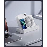 Ventilator 2in1, Flippy, Functie Incarcare Telefon Wireless, 100 Trepte de Viteza, 2400 mAh, 5V, 2A, 25 x 16.5 x 24 cm, Alb