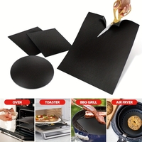 Set 4 Folii Antiaderente din Teflon, Flippy, Multifunctionale, Rezistente la Apa si Temperaturi Ridicate, pentru Gratar, Cuptor, BBQ Grill, 40x33 cm, Negru