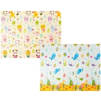 Covoras pentru Copii, Flippy, cu 2 Fete, Model Animale Marine/Exotice, din XPE+PE, Impermeabil, Antiderapant, Protectie Termica, +3 Luni, Pliabil, 150 x 200 x 1.5 cm, Multicolor