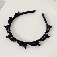 Bentita de Par pentru Femei, Flippy, Agrafa Stil Coreean, Accesoriu pentru Par cu Textura MultiStrat, 13 x 11.5 cm, Negru