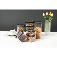 Set 8 Recipiente din Plastic, Flippy, pentru Alimente/Obiecte, Inchidere Ermetica, 2 x 460 ml, 3 x 700 ml, 2 x 1300 ml, 1 x 1800 ml, Transparent
