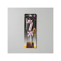 Lumanare Cifra 7, Flippy, Model Coroana cu Fundita, Pentru Tort, 6 x 2.5 cm Mov