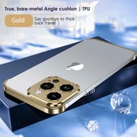 Husa Metalica Edgeless Compatibila cu iPhone 16 Plus, Flippy, Protectie pentru Colturi si Camera, Aliaj Aluminiu, Antisoc, Antizgariere, Auriu