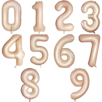 Balon din Folie Metalizata, Flippy, Figurina Cifra, Model 3, Tema Aniversare 100 cm, Ambalaj Individual, Pai Inclus, Umflare cu Aer sau Heliu, Crem