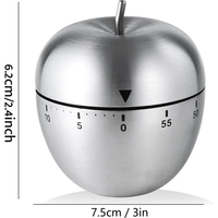 Cronometru de Bucatarie, Flippy, Mecanic, Forma de Mar, din Otel Inoxidabil, 60 min Timer, 7.5 x 6.2 cm, Argintiu