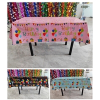 Fata de Masa, Flippy, din Folie, Imprimeu Happy Birthday cu Baloane, 137 x 274 cm, Roz