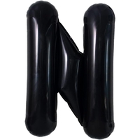 Balon Folie Metalizata Litera N, Flippy, 40 cm, Umflati cu Heliu sau Aer, Ambalaj Individual, Pai inclus, Negru
