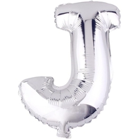 Balon Folie Metalizata Litera J, Flippy, 40 cm, Umflati cu Heliu sau Aer, Ambalaj Individual, Pai inclus, Argintiu