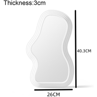 Oglinda de Perete, Flippy, Decorativa, pentru Baie, Dormitor, Sufragerie, Model Minimalist, Forma Asimetrica, 40.3x26 cm, Alb