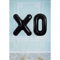Balon Folie Metalizata Litera O, Flippy, 40 cm, Umflati cu Heliu sau Aer, Ambalaj Individual, Pai inclus, Negru